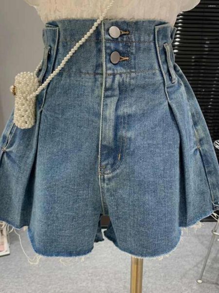 Shorts femminile Corea High Won Women Denim Short Pant 2024 Summer Double Button Brible Like Girl Fashion