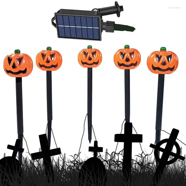 Outdoor -Kürbis -Steckleuchten Halloween Solar beleuchtetes Kürbisse LED -Pfad Schädel Lampe wasserdicht für Rasenweg Terrasse