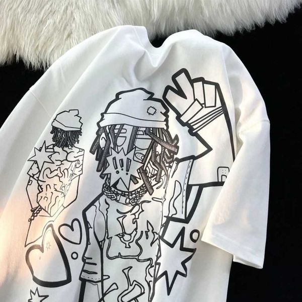 T-shirt feminina Novo Hip Hop Graffiti Comics Boy Anime T Shirts Men Men Cool Strtwear Graphic T Loose de grandes dimensões Tops Summer Kawaii Roupas Y240509