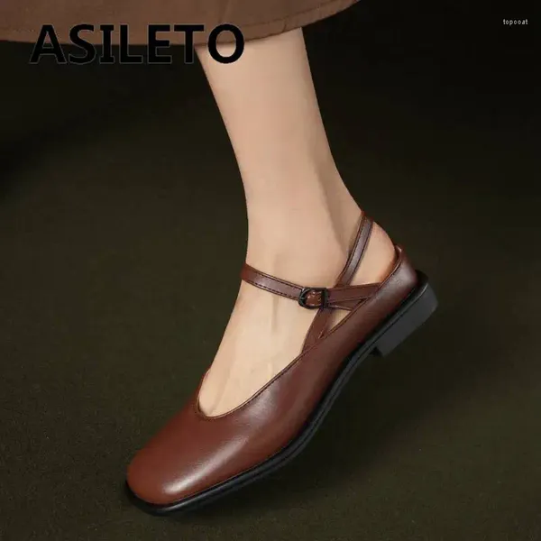 Lässige Schuhe ASILETO Design für Frauen quadratischer Zehen Rückenschnalle Gurt fest elegante weibliche Wohnungen flach bequem bequem große Größe 41 42 43