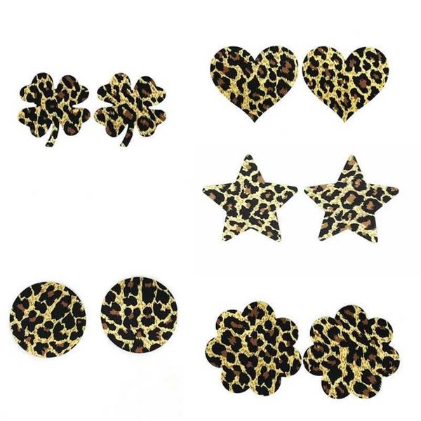 Prave de mama entrega grátis Experiência sexy 10 pares (20 peças)/molho de leopardo tampas de bico em 5 cores Q240509