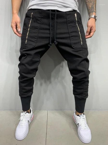 Pantaloni da uomo uomini cargo 2024 hip hop streetwear cotone cotone casual multi tasca con cerniera jogger verdi joggers pantaloni