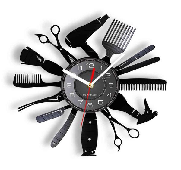 Friseurwerkzeuge Farbe Wechseln Sie Wandleuchte Friseursalon Friseur Shop Dekor zeitgenössische Uhrengeschenk für Friseure 2110277358407