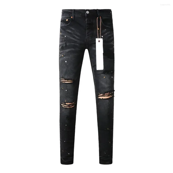 Frauenhose Top -Qualität 2024SS Purpur Roca Marke Vintage Graffiti Jeans Street Lackierung Ragging