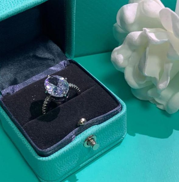 Designer Luxury Silver Ring Oval Cut 3Ct Diamond Cz de noivado Rings Bonga de casamento para mulheres BIJOUX8294689