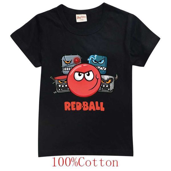 T-shirts 2023 Fun Boys T-shirt Game Game Ball Red Ball 4 Cartoon T-shirt Roupas Moda Camisa de bebê Manga curta Hip Hop Top Childrens T-Shirtl2405
