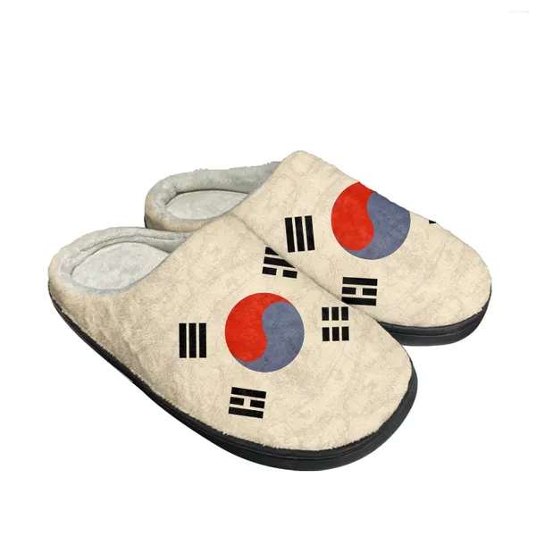 Slippers bandeira coreana de algodão caseiro masculino personalizado sandálias femininas coreia sul -luxuosa casual Casual Mantenha sapatos térmicos de sapatos térmicos