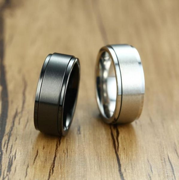 Erkekler için Spinner Ring Stres Serbest Bırakma Aksesuar Klasik Paslanmaz Çelik Düğün Günlük Sport Jewelry1778867