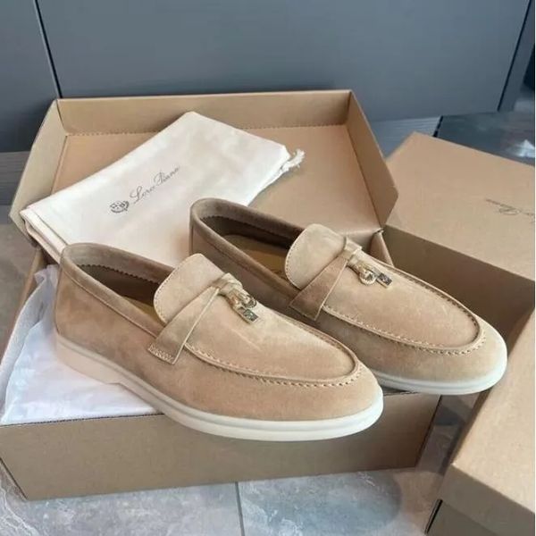 LP Elbise Tasarımcıları Erkek Ayakkabı Kadın Loafers En Kalite Kaşmir Deri Püsküller Yüksek Elastik Sığır Tahsisi Tendon Alt Sıradan Düz Topuk Yumuşak Sole Elbise Ayakkabı Siyah 35-45