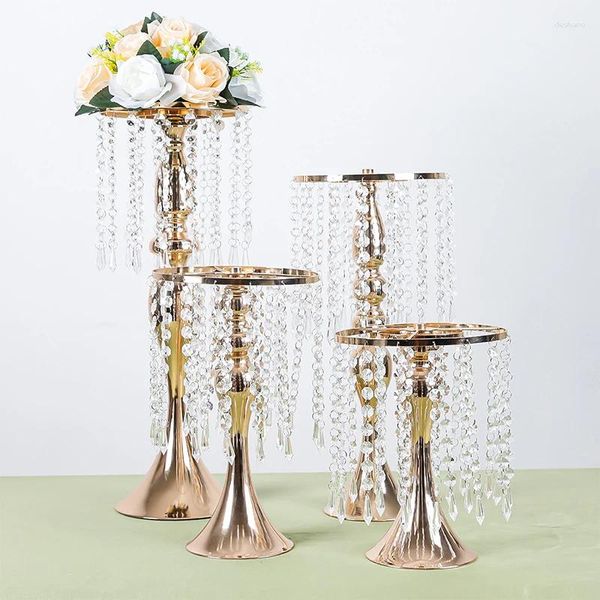 Vasi Romantic Crystal Napone Fiore Stand Flower Porta in metallo Luxury Fiori Disposizione Vase Dai di matrimonio Decorazione per centrotavola