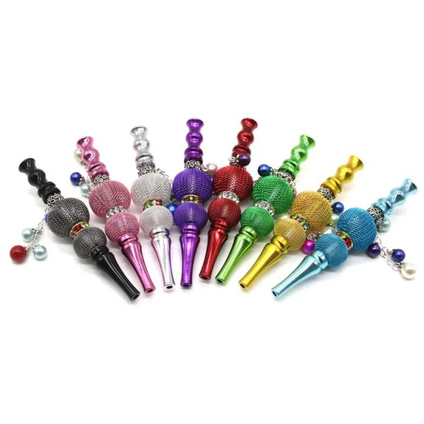 Rauchpfeife Lanternrohr handgefertigtes Metall Shisha Mundstück Mund Tipp bunte Diamant Arabische Narguile -Filter für Rauchwerkzeuge Bong Bong