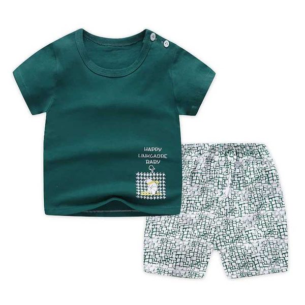 Roupas Define roupas casuais para crianças roupas de 2 peças de 2 peças Camiseta verde cool Boy+Shorts Roupas Roupas de garoto Roupas de campo Crianças Crianças de bebê