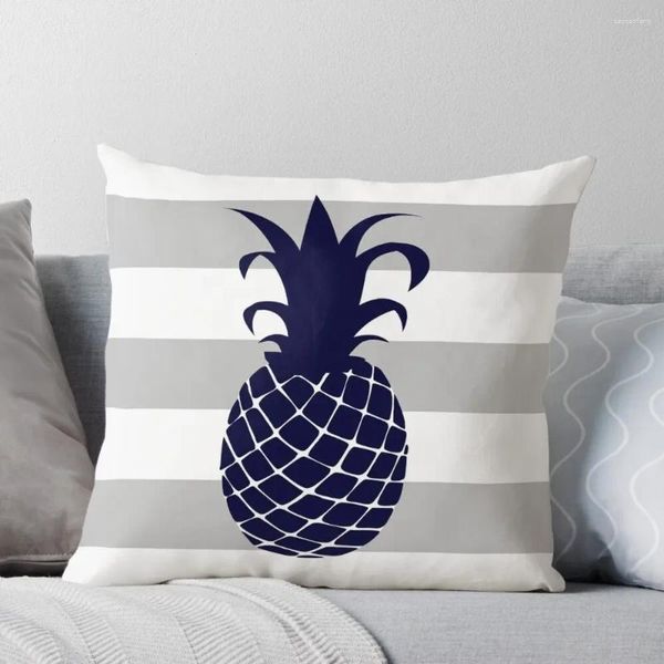 Cuscino ananas blu blu navy su strisce grigie argentate lancia cuschette del letto s cuscini natalizi