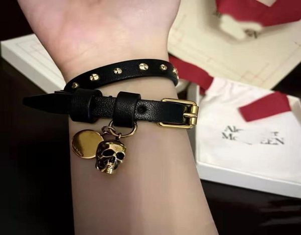 Novo projeção de crânio de crânio de crânio feminino feminino damas círculos duplas pulseiras women039s colar de gargantilha estilo punk casal bracelet5728494