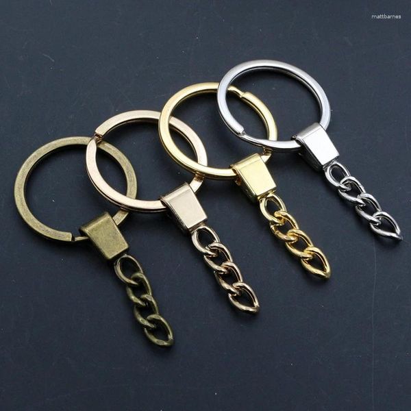 Portachiavi da 10 pcs/anello del lotto (dimensione: 30 mm) a catena in oro in oro in oro oro lungo 50 mm rotondo di portachiavi split keyrings all'ingrosso