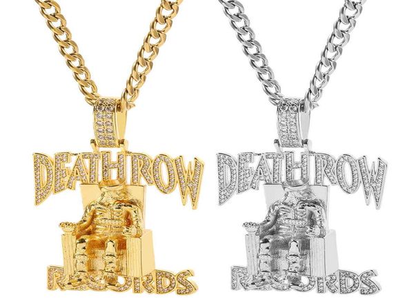Halsketten kubanische Halskette Hip Hop Records Männer Linkkette Anhänger Gold Silber Farbe Eced Out Bling Strass Streetwear Jewely 3667865