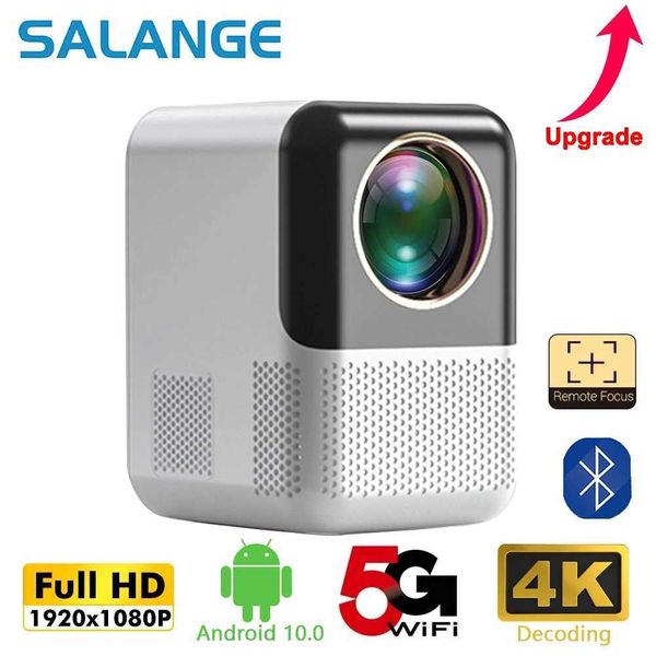 Projetores Salange P700 Mini Projetor Android 10 suporta 4K Full HD 1080p LED Video Video WiFi Home Theater Compatível com USB HDMI AV J240509