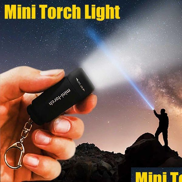 Andere Hausgarten Neue 2pcs LED Mini Torch Lights USB -Wiederaufladbar tragbarer Schlüsselbund Taschenlampe wasserdichte Outdoor -Wanderlampe La Dhj0v