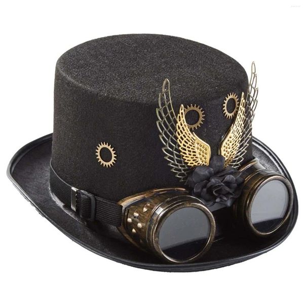 Forniture per feste Cappello a vapore vintage con occhiali neri top per uomini donne mascherare costume gothic jazz unisex durevole