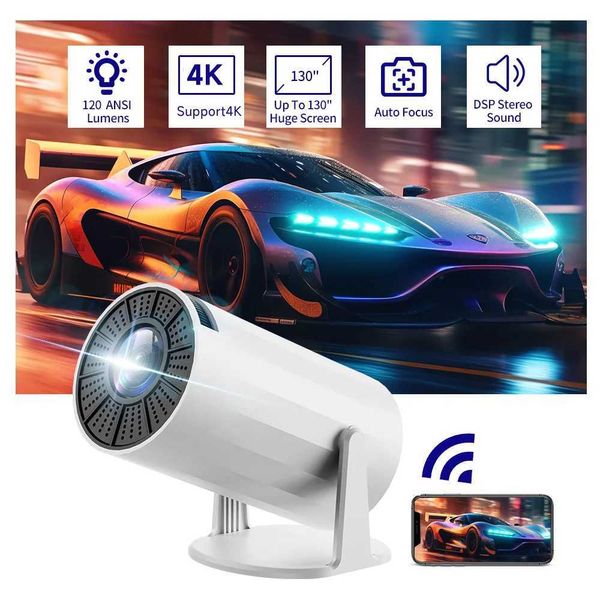 Proiettori HY300 4K Android 11 1080p WiFi 5G BT 1280 * 720p Home Theater Camping Office Mini Proiettore J240509