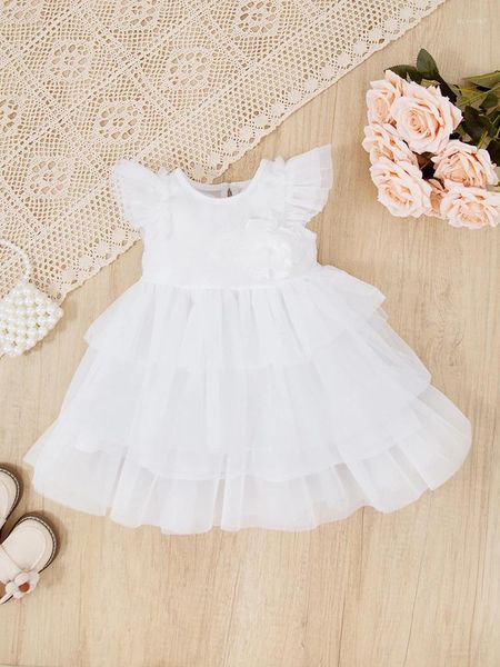 Девушка платья детское платье крещение белая марля на день рождения свадебные аксессуары для детской принцессы
