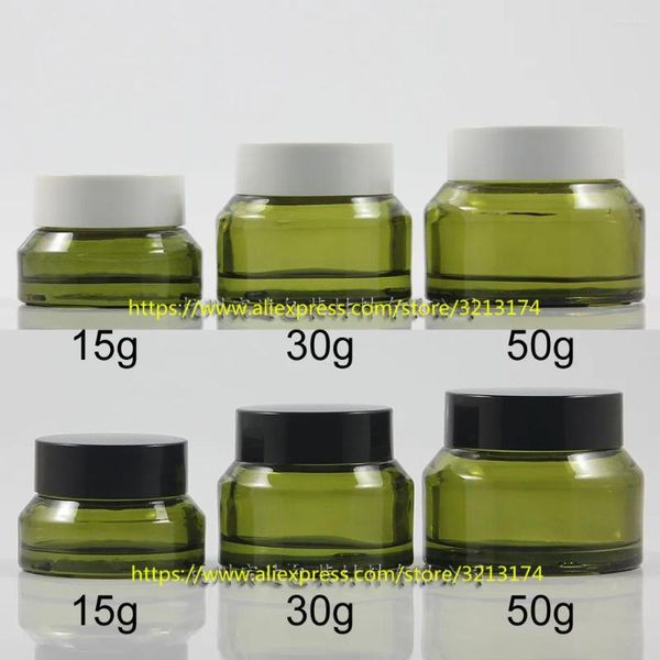 Speicherflaschen 15g 30g 50g Olivengrün Glas Creme Jar Kosmetische Augen können Topf Gesichtslotion Zinnpflegepackungsbehälter maskieren