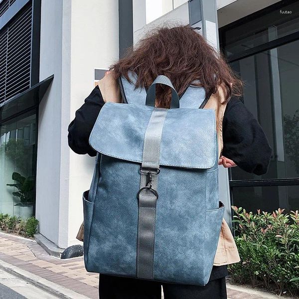 Рюкзак Винтажные женщины большие мощности PU кожаные мужчины Rucksack Ladies Schood School для девочек рюкзак ноутбук Багпак