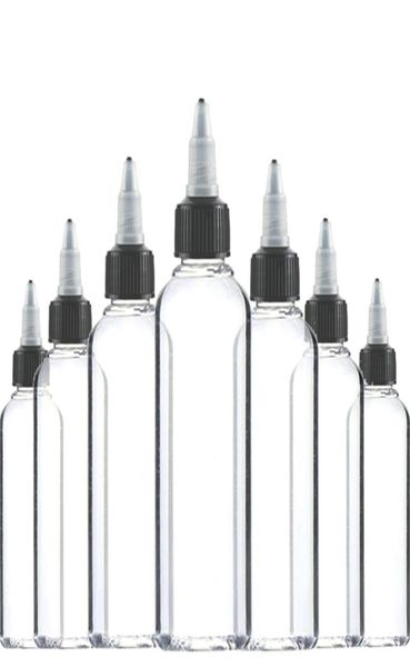 30pcs 30ml 60ml 100ml 120ml Plástico Valor de tinta vazia Top preto Tampa de tatuagem transparente de garrafa transparente Acessórios de tatuagem 2201101822846