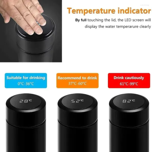 Su Şişeleri Taşınabilir Çay Infuser Termoses Şişe Akıllı LCD Dokunmatik Ekranlı İdeal Seyahat Kupa İçerileri veya Soğukta TH TH'de Soğuk