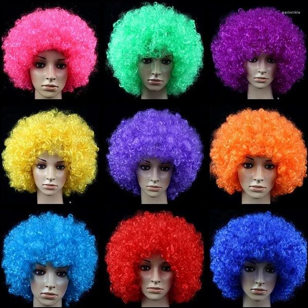 Parti Malzemeleri Komik Palyaço Afro Saç Modeli Kabarık Patlayıcı Kafa Peruk Cosplay Dans Saç parçası Renkli Dalgalı Kıvırcık Yuvarlak Patlama Saç