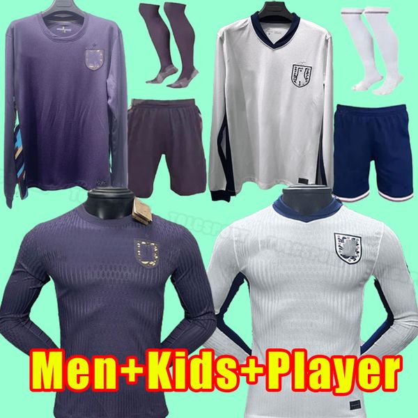 Manica lunga in Inghilterra 24 25 Maglie da calcio Mead Kane Sterling Rashford Sancho Grealish Mount Foden Saka 2024 National Football Shirt Full Kits Ful Player Kids Child Child