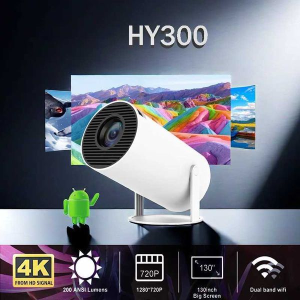 Projetores Emiuzek Hy300 Android WiFi Smart Portable Projecor 1280 720p Full HD Office Home Theater Video Mini Projecor J240509