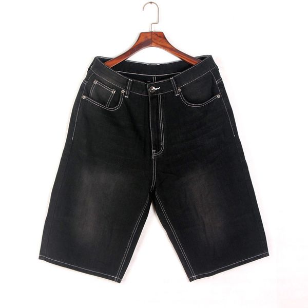 Classici jeans da uomo dritti a sette punti Summer Fashion Solido gamba dritta sciolta Capris comodo shorts di denim versatile traspirante Black