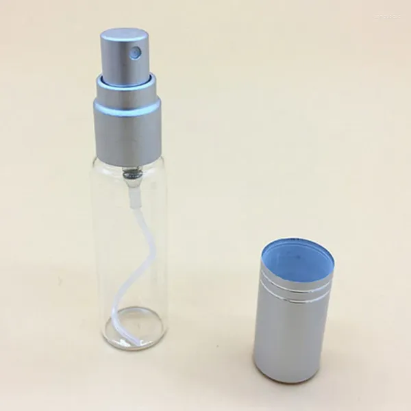 Бутылки для хранения 50 %/лот 5 мл насоса алюминиевый стеклянный духи бутылка пустое металлическая крышка с брызги атомийзера Парфум.