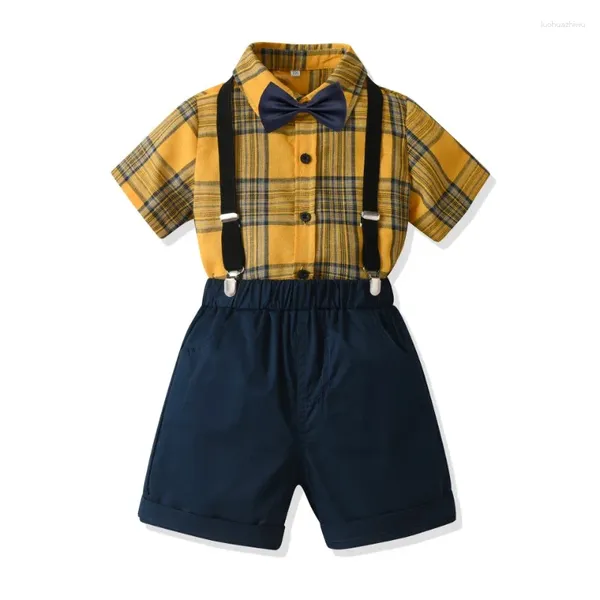 Set di abbigliamento a una camicia corta a maniche corte per ragazzi pantaloni da 2 pezzi per bambini abiti da gentiluomo per bambini