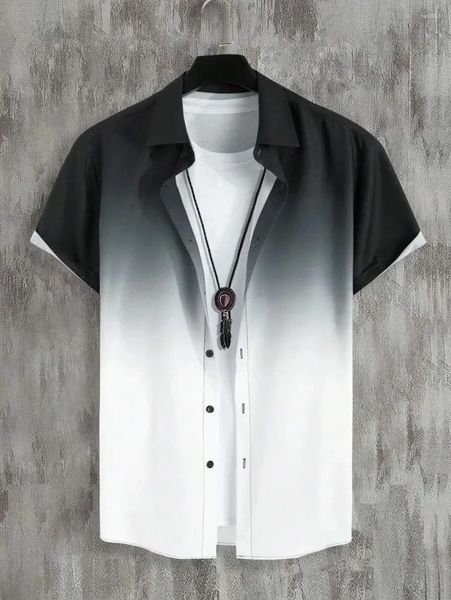 Camicie casual maschile 2024 camicia corta hawaiane camicia corta tasca a colori per il petrolio singolo