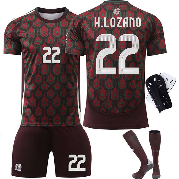 Conjuntos de futebol/traje de rastreio Mensu -trajes 2024 Jersey de futebol mexicano Copa America Jersey Tamanho 22 Rosano 14 Sanchez Childrens Set Edition