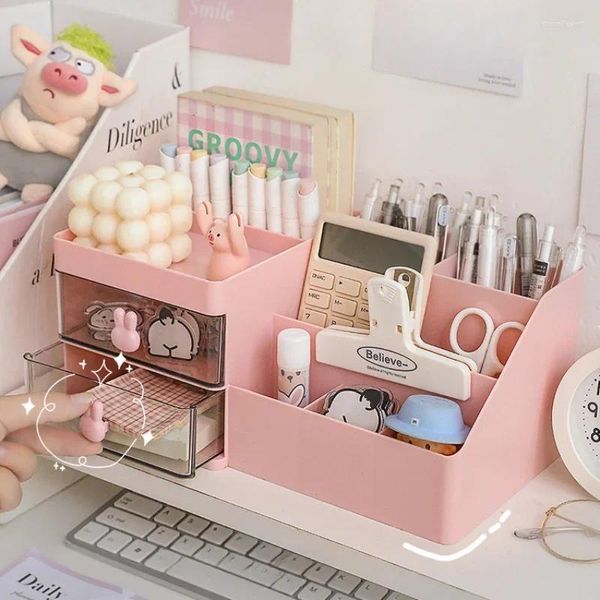 Aufbewahrungsboxen Desktop Transparent Cosmetics Box Organizer mit Schubladen Stifthalter stationäres Rack für Büroschmelze