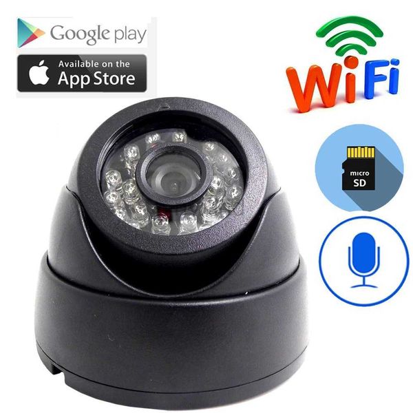 Câmeras IP Mini Wi -Fi IP Câmera de Segurança Casa Audio Sem fio Vision CCTV Monitoramento de vídeo Dome P2P Black SD Slot D240510