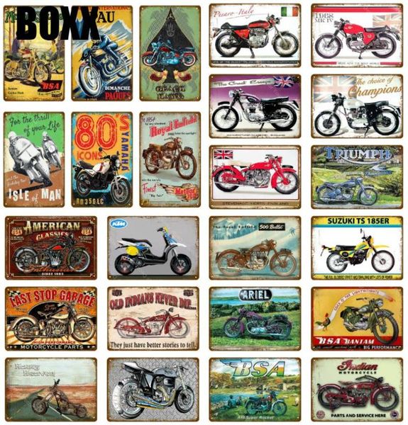 American Itália Inglaterra clássicos motocicletas sinais de lata de metal Poster de parede vintage para pub barra de garagem club de decoração de decoração de casa 2601550