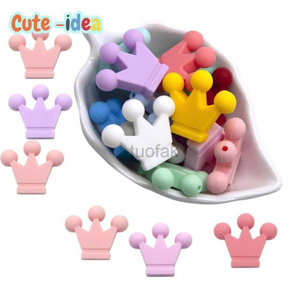 TETHETER giocattoli Idee carine 10 perle a corona silicone di grado alimentare Denti e denti giocattoli Accessori per catene del capezzolo fai -da -te per bambini D240509