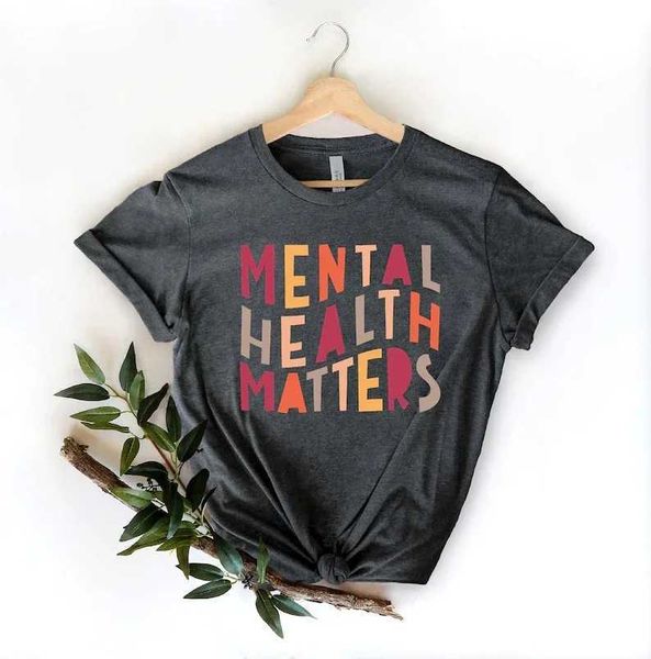 Frauen T-Shirt Y2K Short Slves T-Shirt Mental Health Matters Hemd Tops Sensibilisierungsangst Therapeut Psychologe Baumwollhemd Strtwear T Y240509