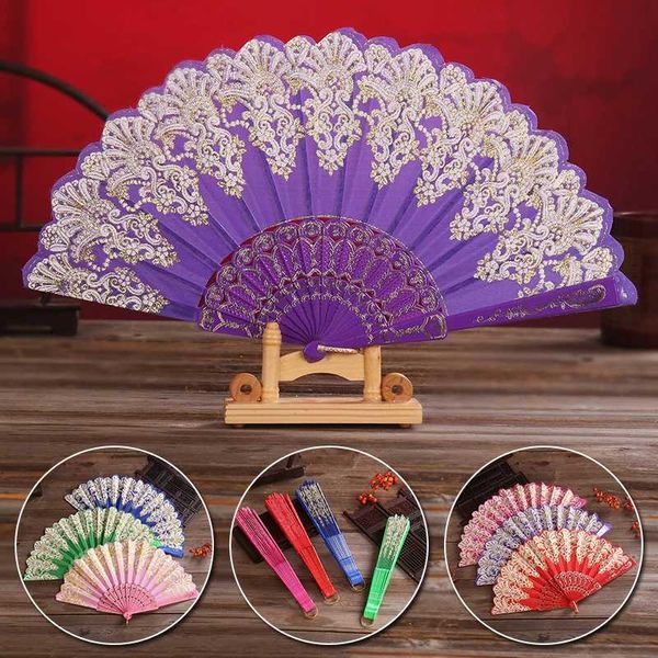 Produtos de estilo chinês 1pc retro estilo chinês em pó de ouro estampado fã de festas de casamento de fã de fã de fã de plástico manutenção home decoração de fãs home decoração