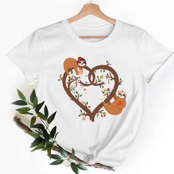 T-shirt femminile Y2K Shor Shves Thirt T-Shirts Sloth Baff Funny 90s Ladies Fashion Tops Cashing Abbigliamento Abiti da cartone animato femmina T Y240509