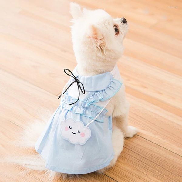 Hundekleidung Sommer dünnes kleines Kleid mit Tasche Neuheit Welpe zwei Fuß Kleidung Katzen Cartoon süßes weiches Haustier Kee