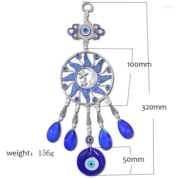 Dekorative Figuren Blau Kristall Anhänger Purkey Devil's Eye Pave Traum Net Sterne Mond Großer Charme Wandbehänge 1pc