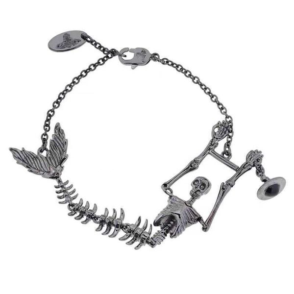 Бренд высококачественный вес Westwood Skull Fishbone Chair Bracelet Bracelet Unisex Mens and Womens Edition Nail