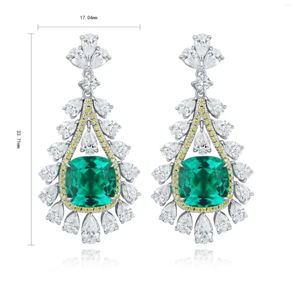 Dangle Küpeler 925 STERLING Gümüş Laboratuvarı Kadınlar İçin Emerald Drop Vintage Takı Hediye Fikri Onun Düğün Partisi