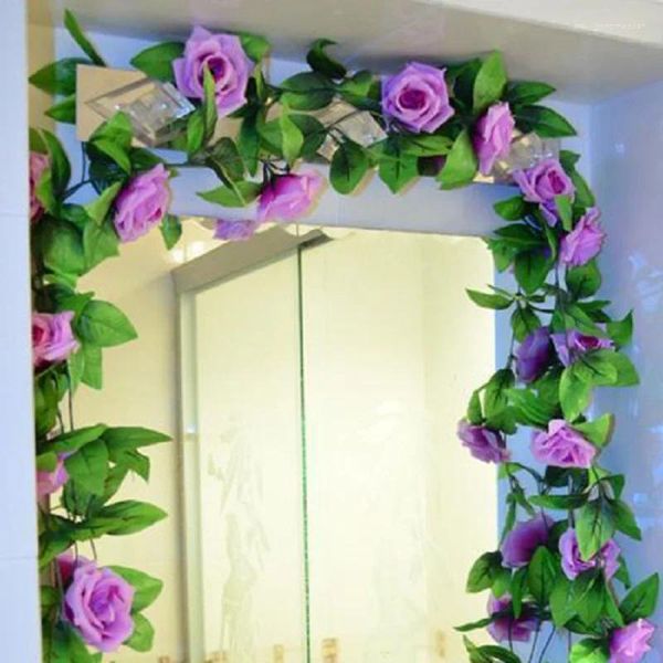 Fiori decorativi 1pcs/branco 16 colori artificiale fiore finto seta rosa ivy appesa ghirlanda decorazione per matrimoni per la casa decorazione