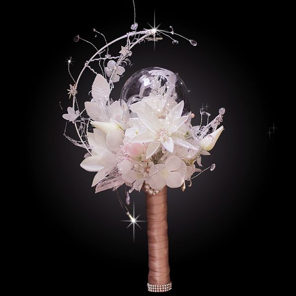 Bellissimo stile Moon in stile Moon di fascia alta White Hydrangea Crystal Bridal Wedding Bridal Bouquet 278S